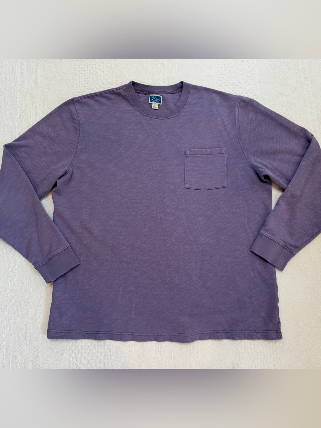 J Crew Crewneck Pullover Purple Shirt Menâs Size Large L 100% Cotton